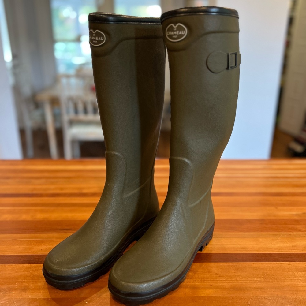 Le Chameau Tall Rubber Boots - Size 40 (US 9) - Olive Green